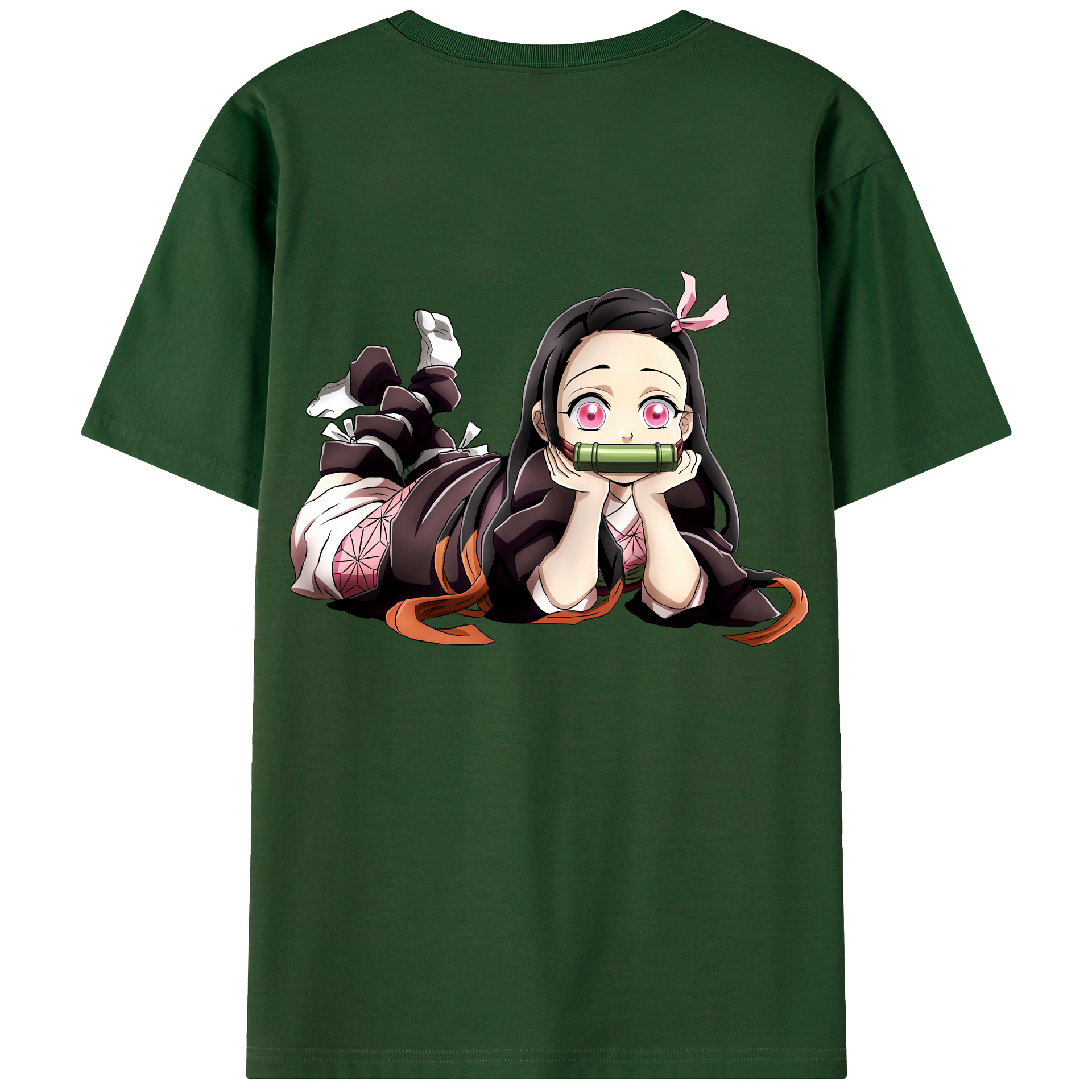 （画像用） 鬼滅の刃（きめつのやいば）竈門 禰󠄀豆子／かまど ねずこ Kamado Nezuko 綿100％半袖Tシャツ（背面プリント）